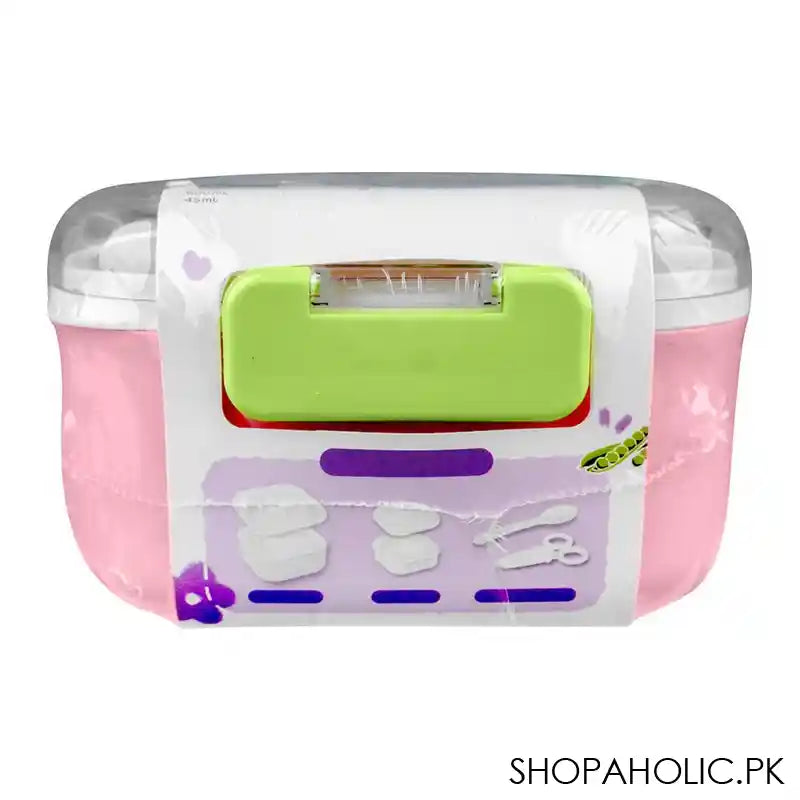 Homeatic Plastic Lunch Box With Cutlery, 750ml/600ml Capacity, 2.2in (H) x 3.3in (W) x 3.1in (D), Pink, HMT-010 - Main Image