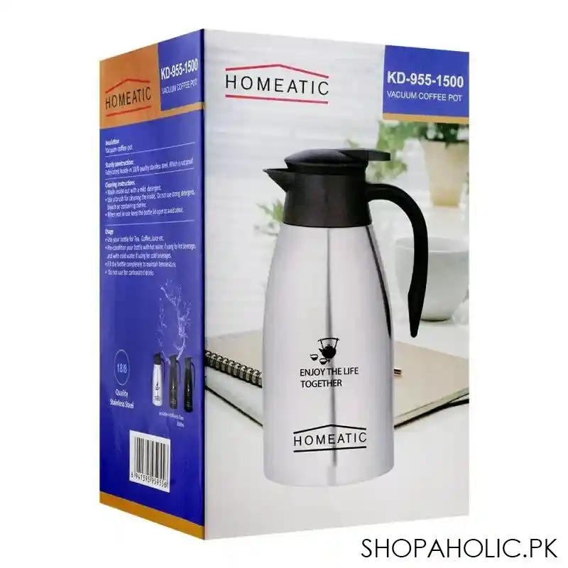 homeatic steel thermos, black, kd 955, 1.5ltr image2