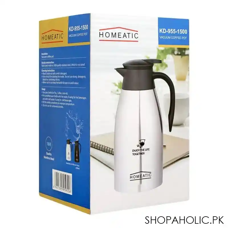 homeatic steel vacuum thermos, silver, 1.5l, kd 955 image2