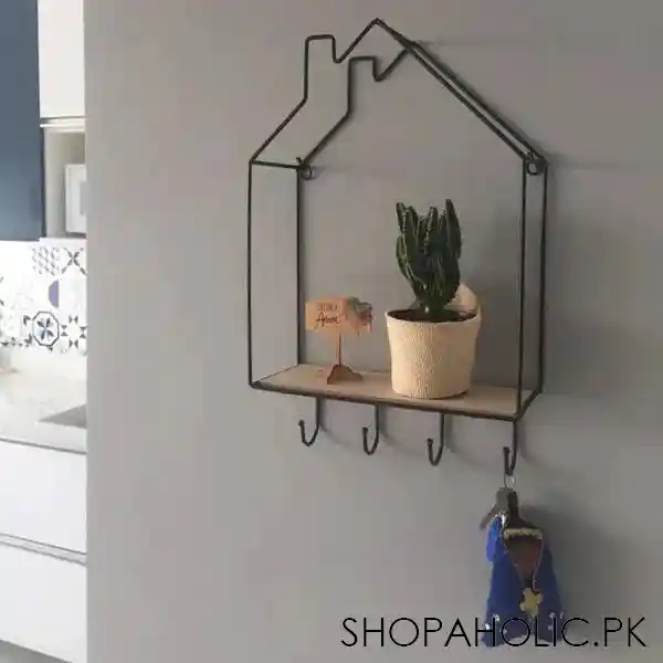 hut style wall shelf with hook main image