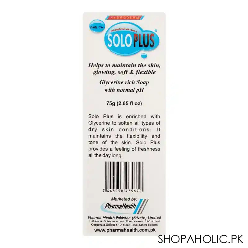 Hydrocream Solo Plus Soap Bar, 75g - Image 4