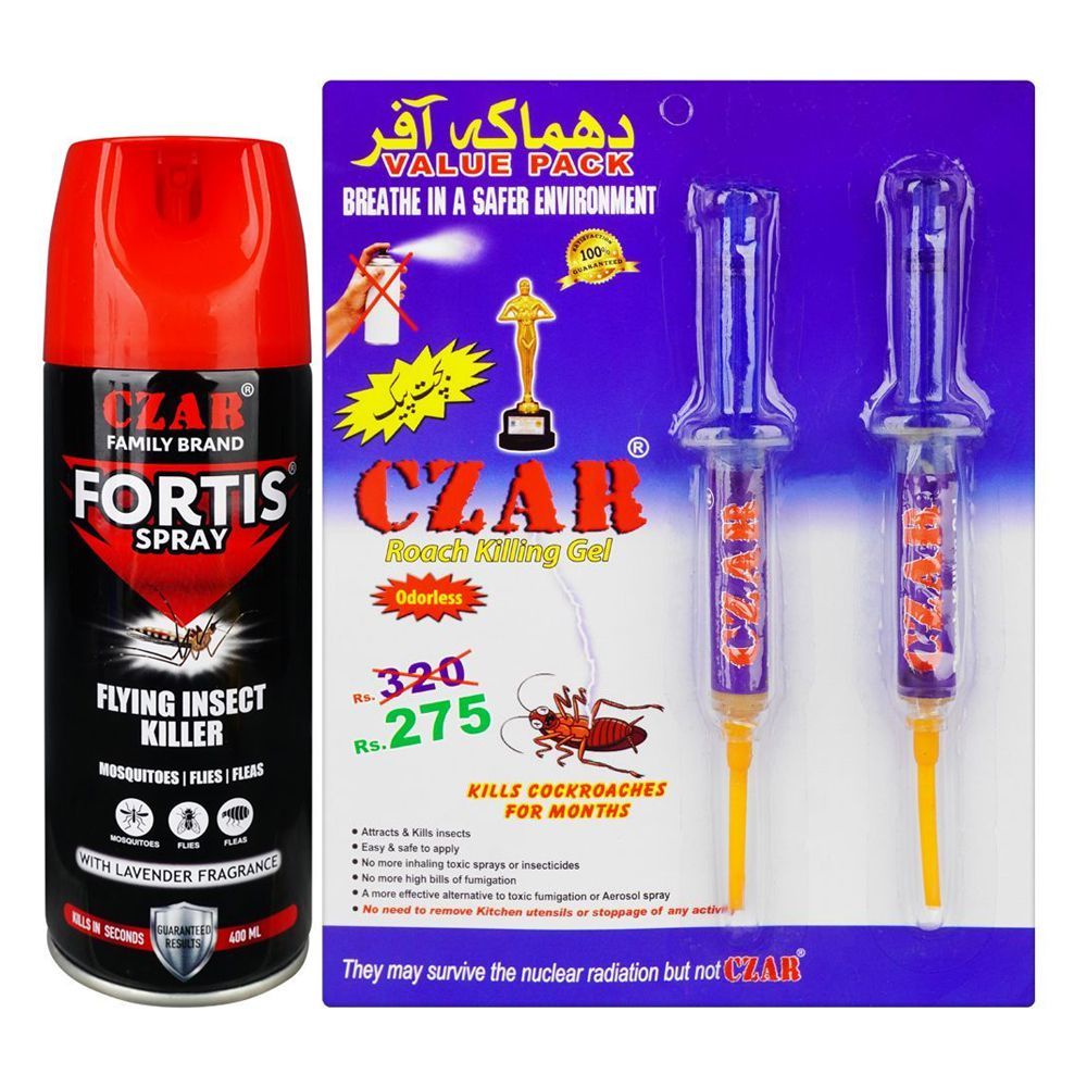 Czar Fortis Flying Insect killer Spray With Free Syringe Pack, 400ml - Main Image