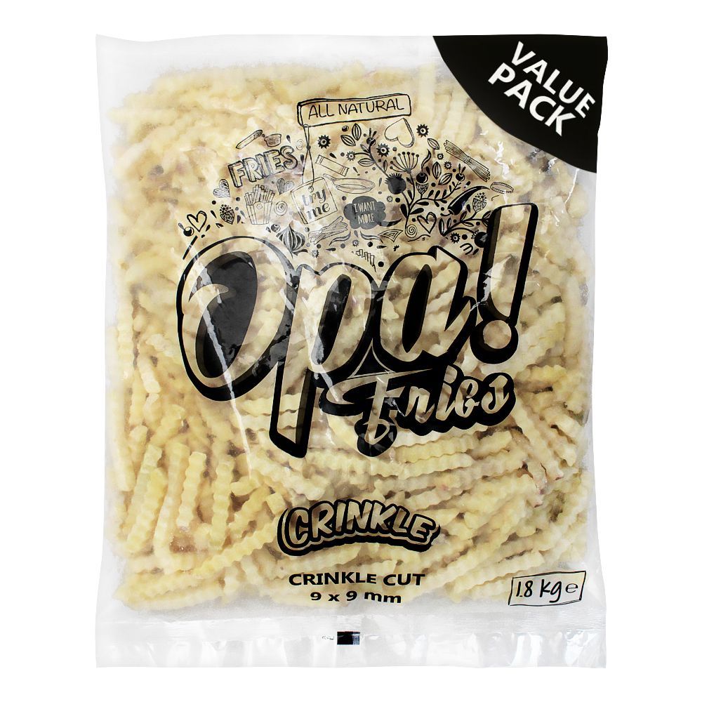 Opa! Fries Crinkle Cut, 9x9mm, 1.8 KG, Value Pack - Main Image