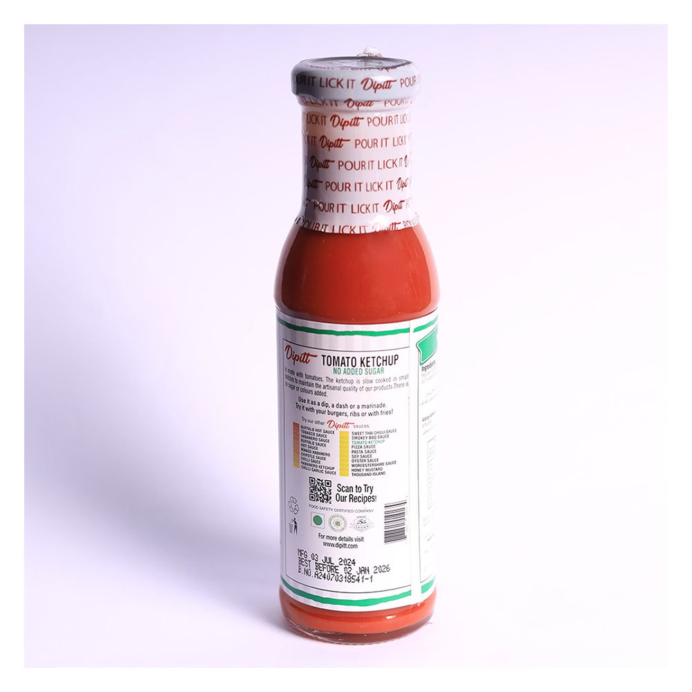 Dipitt Tomato Ketchup, No Added Sugar, 300g - Image 4