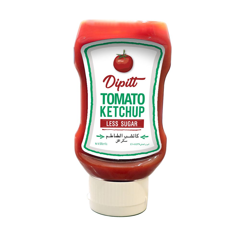 Dipitt Tomato Ketchup Less Sugar Bottle, 320g - Image 2