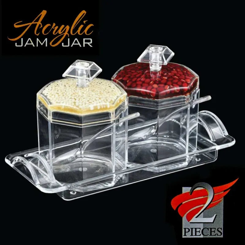 imperial acrylic jam jar 2 pieces set with tray main image