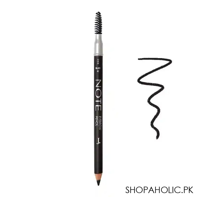 J. Note Eyebrow Pencil 01, Black - Main Image