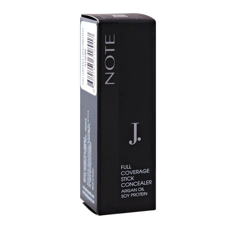 j. note full coverage stick concealer, 01 ivory, with argan oil + soy protein image3