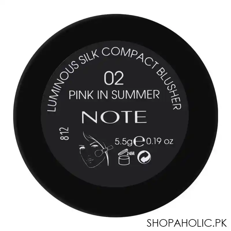 j. note luminous silk compact blusher, 02 pink in summer, with argan oil image3