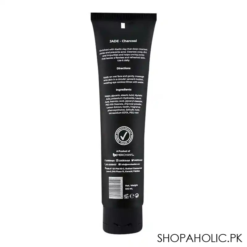 Jade Charcoal Exfoliating & Detoxifying Face Wash, 100ml - Image 2