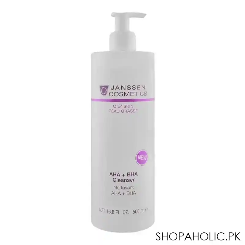 janssen cosmetics oily skin aha + bha cleanser, 500ml main image