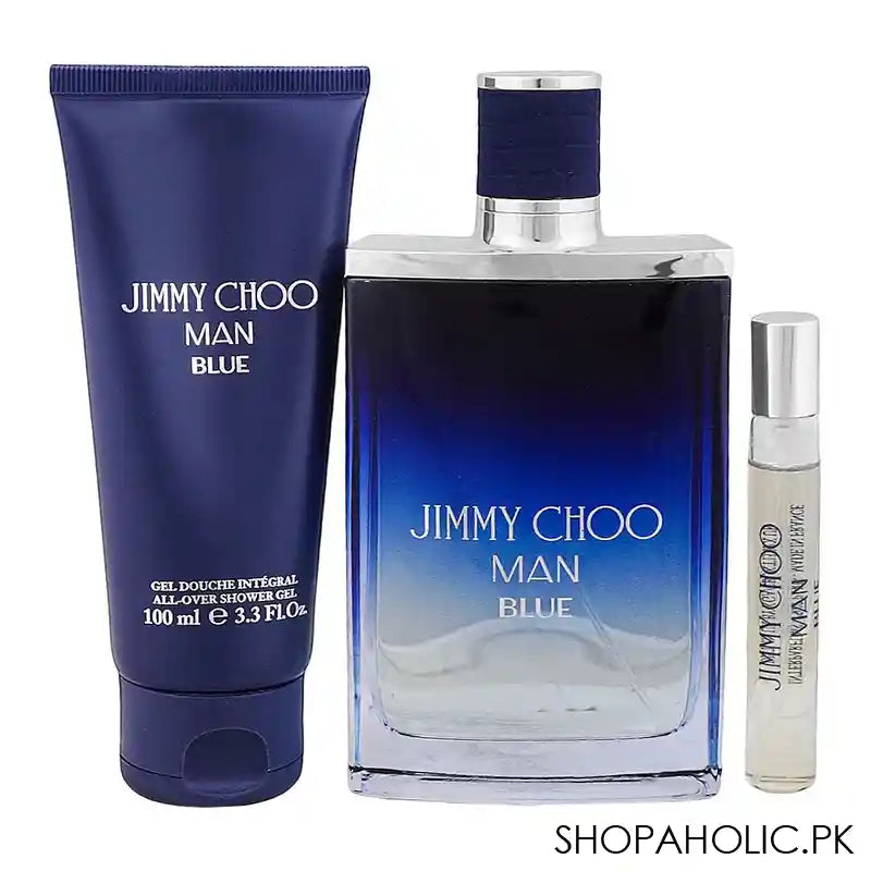 Jimmy Choo Man Blue Perfume Set, Eau de Toilette Spray 100ml and 7.5ml+Shower Gel 100ml - Main Image