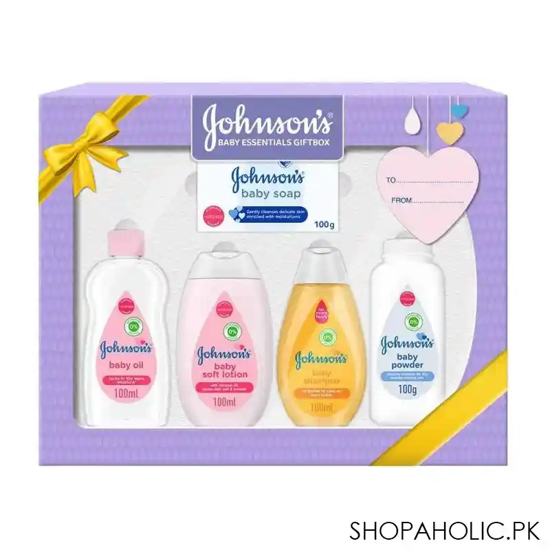 johnson's baby essentials baby gift set, 5 pieces main image