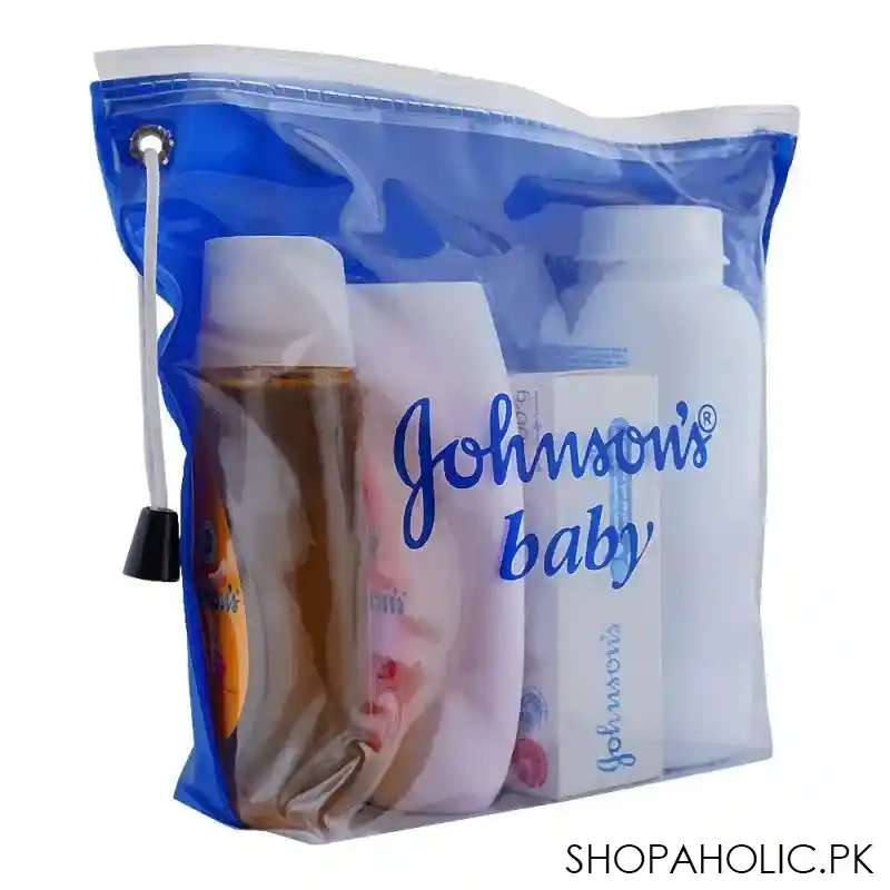 johnson's baby essentials kit shampoo + powder + soap + lotion, 4 pack main image