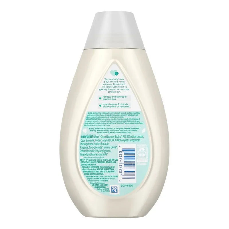 johnson's cotton touch newborn wash & shampoo, 400ml image2