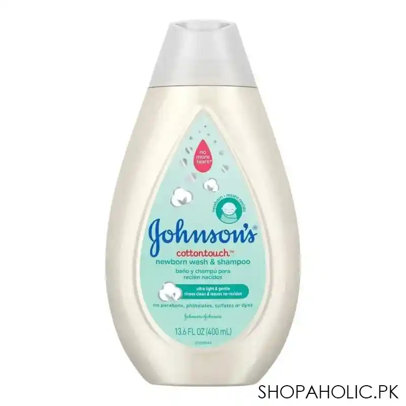 johnson's cotton touch newborn wash & shampoo, 400ml main image