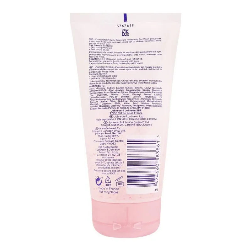 johnson's daily essentials refreshing gel face wash, for normal skin, 150ml image2