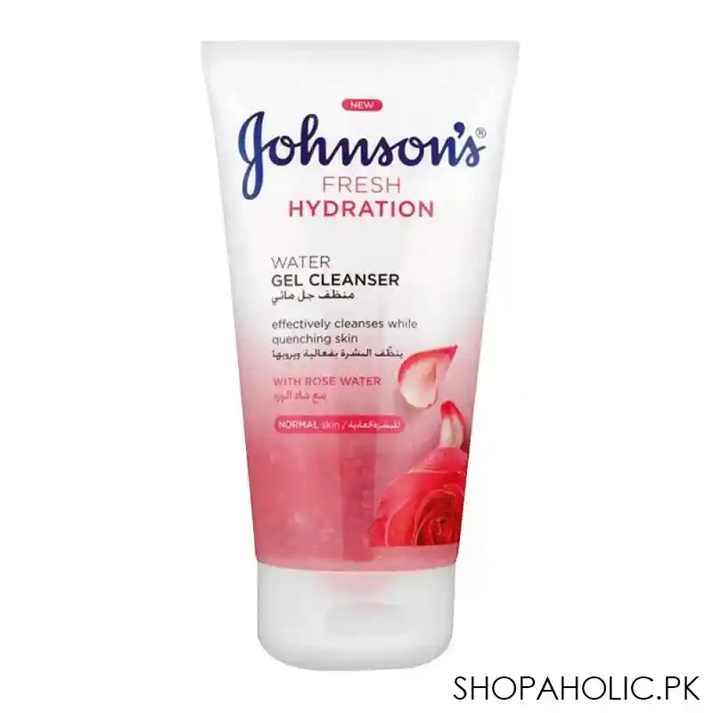 johnson's fresh hydration water gel cleanser, with rose water, normal skin, 150ml main image