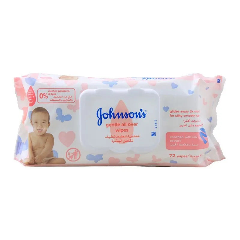 johnson's gentle all over baby wipes, 72 pack image2