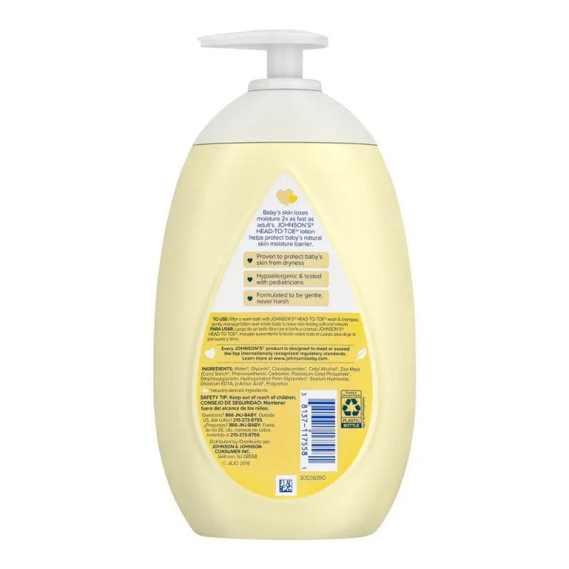 johnson's head to toe newborn pack sensitive skin lotion, 500ml image2