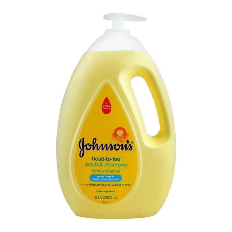 johnson's head to toe wash & shampoo, newborn, paraben & sulfate free, 1000ml main image