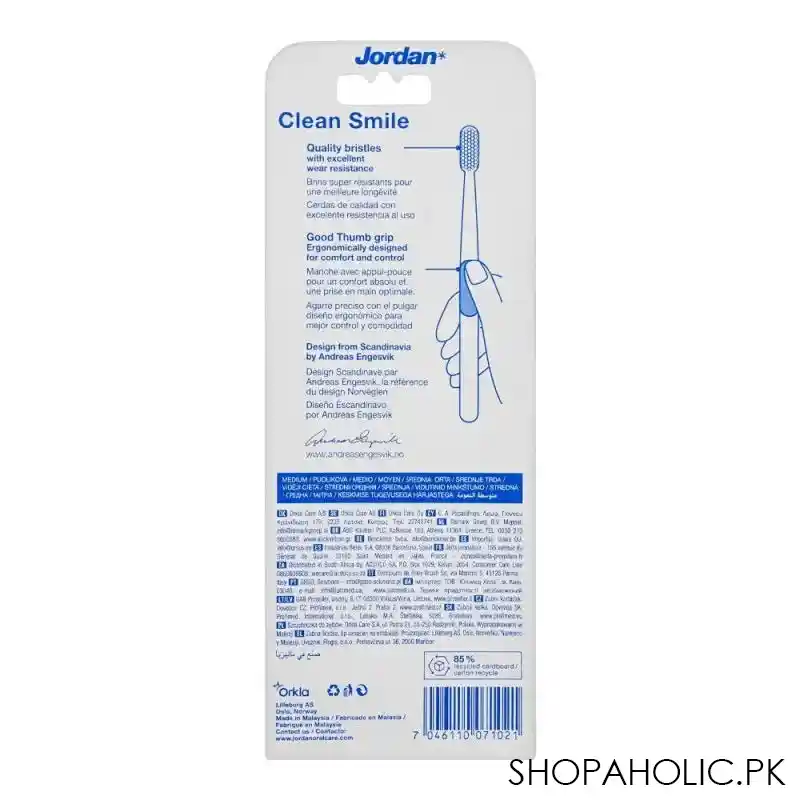 jordan clean smile toothbrush, medium, 3 pack image2