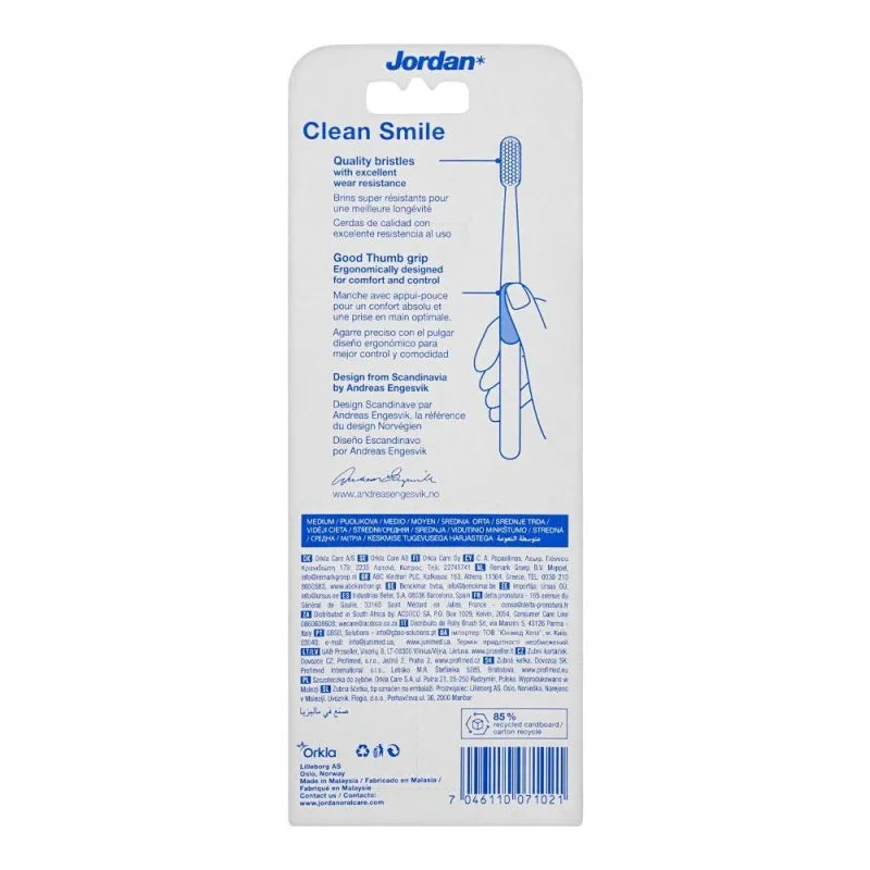 jordan clean smile toothbrush, medium, 3 pack image2