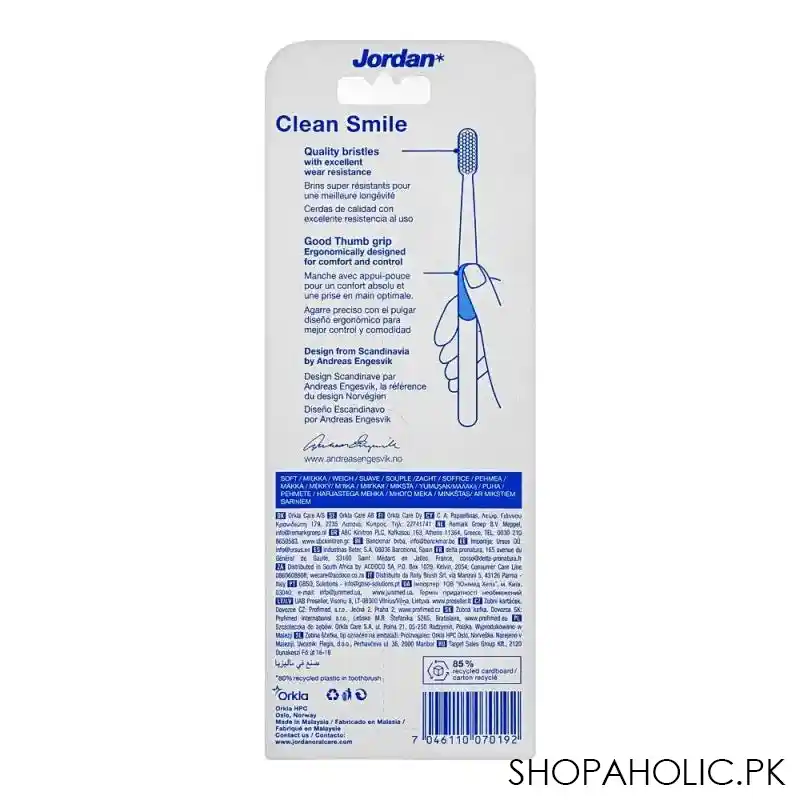 jordan clean smile toothbrush, soft, 3 pack image2