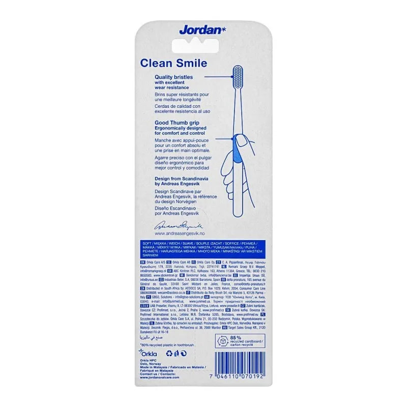 jordan clean smile toothbrush, soft, 3 pack image2