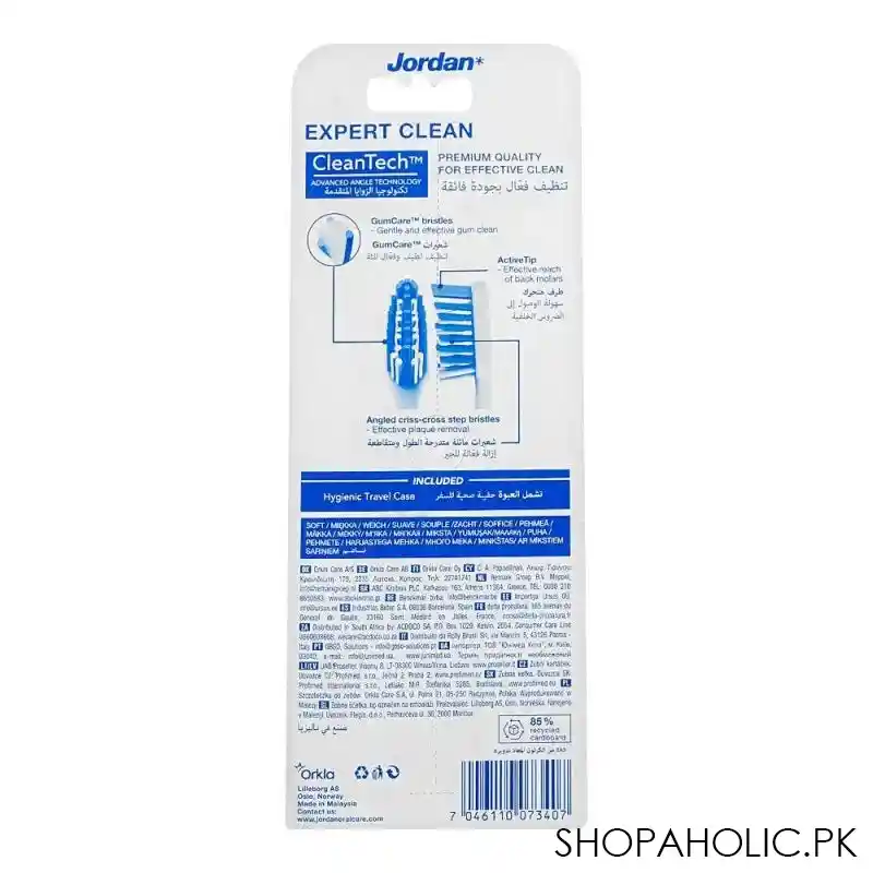 jordan expert clean tech advanced toothbrush with case, soft, 2 pack image2