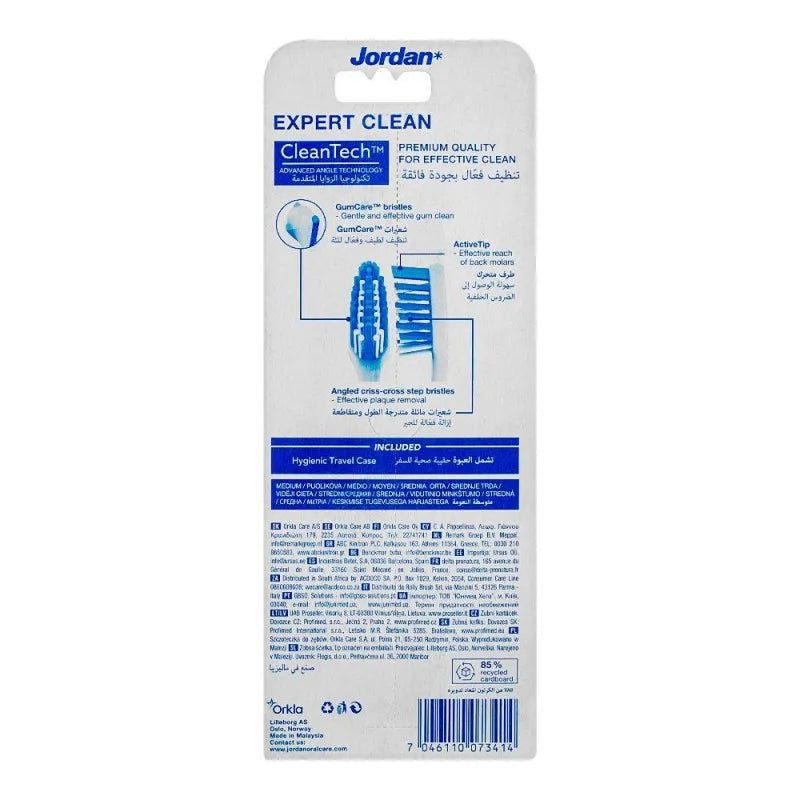 jordan expert clean tech toothbrush with case, medium, 2 pack image2