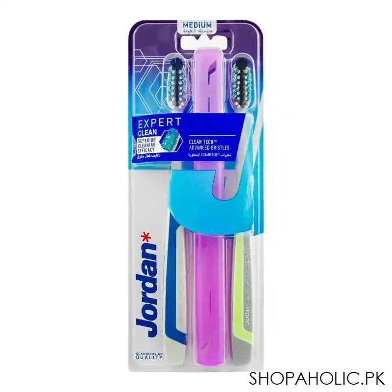 jordan expert clean tech toothbrush with case, medium, 2 pack main image