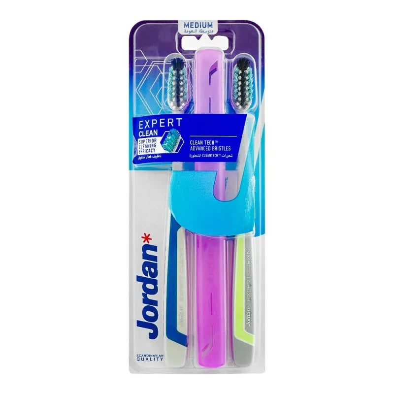 jordan expert clean tech toothbrush with case, medium, 2 pack main image