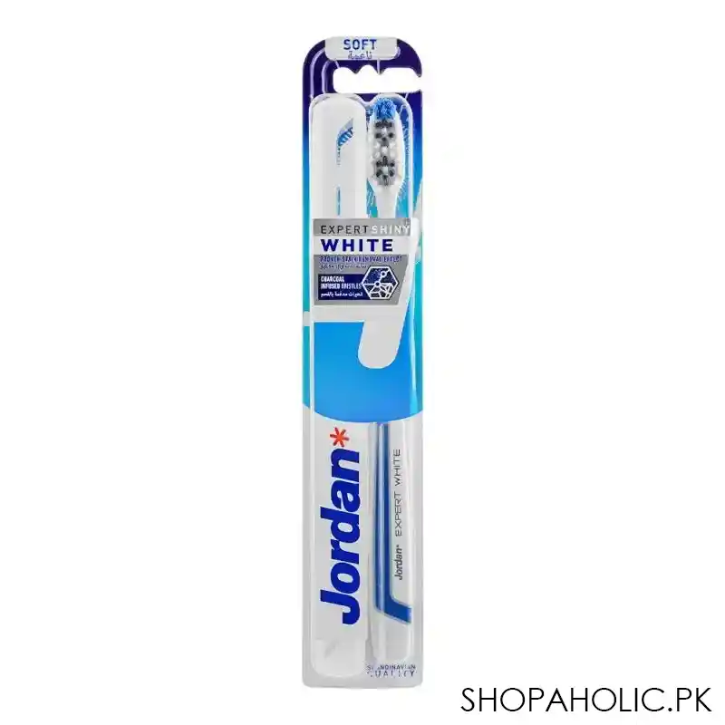 jordan expert shiny white soft toothbrush, with case main image