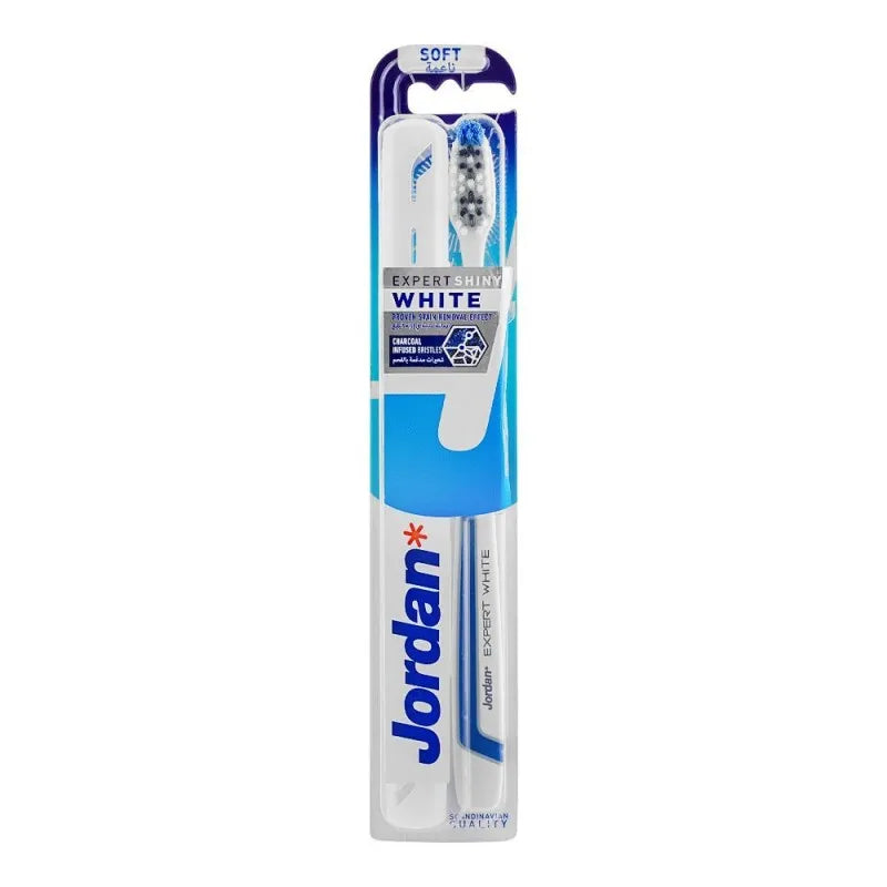 jordan expert shiny white soft toothbrush, with case main image