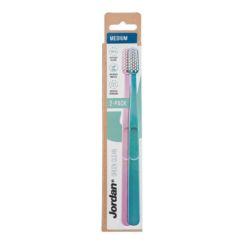 jordan green clean toothbrush, medium, 2 pack main image