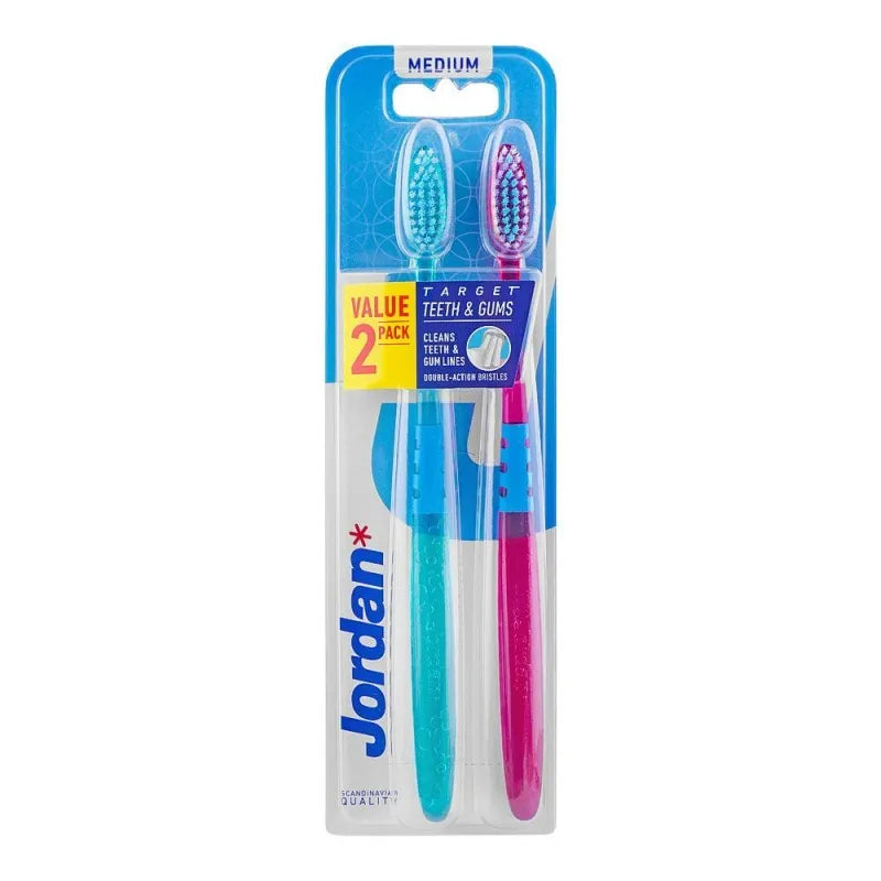 jordan target teeth & gums tooth brush, medium, 2 pack main image