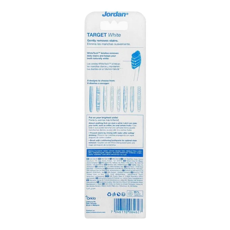 jordan target white toothbrush, medium, 2 pack image2