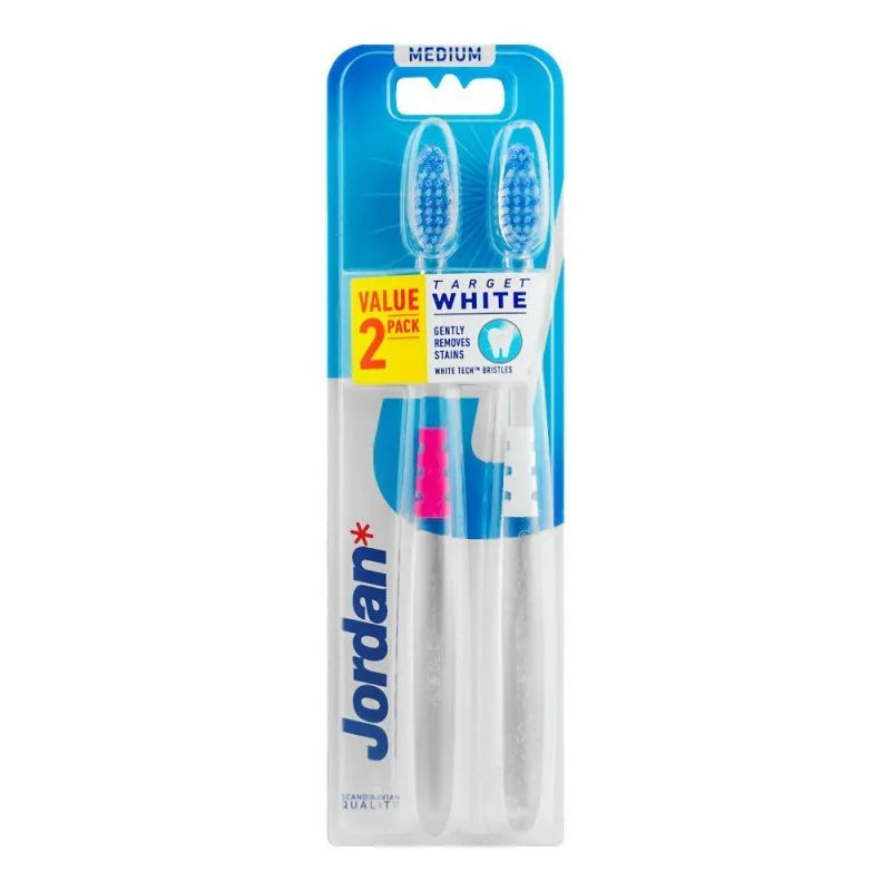 jordan target white toothbrush, medium, 2 pack main image