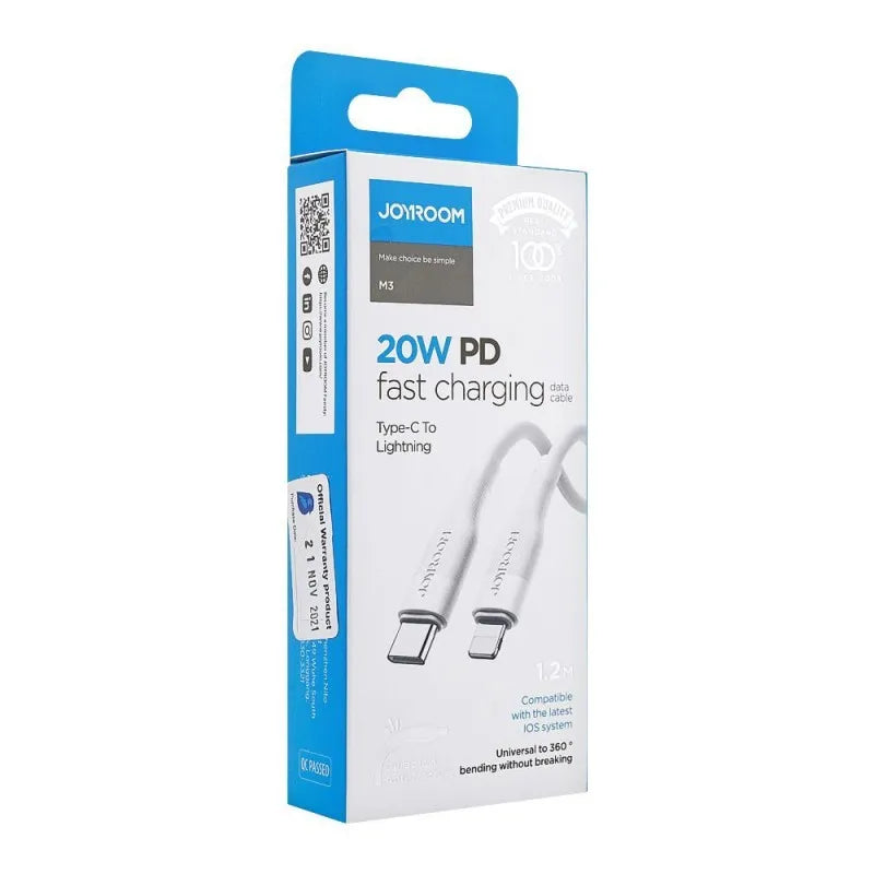 joyroom 20w pd fast charging cable type c to lightning, white, s 1224m3 image2