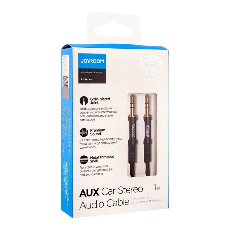 joyroom aux stereo audio cable, 3ft, black, sy 10a1 image2