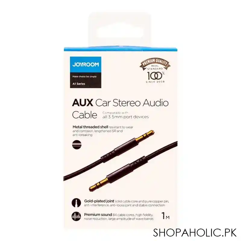 joyroom aux stereo audio cable, 3ft, black, sy 10a1 image3