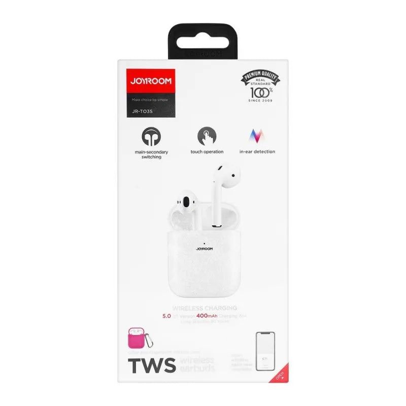 joyroom bilateral tws wireless earbuds, white, jr t03s image2