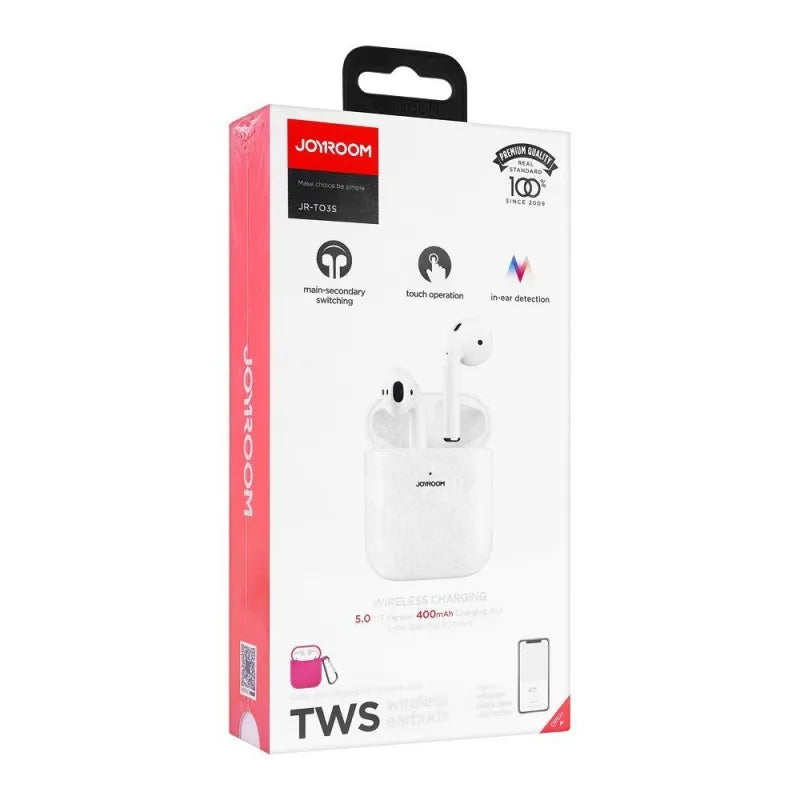 joyroom bilateral tws wireless earbuds, white, jr t03s main image