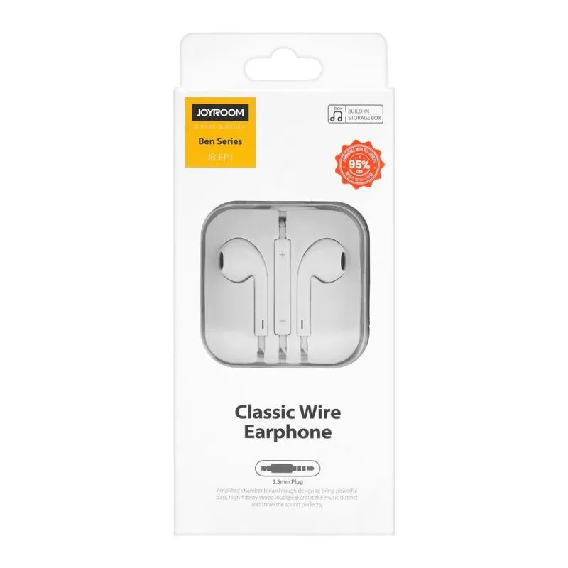 joyroom classic wire earphone, 3.5mm plug, white, jr ep1 image2