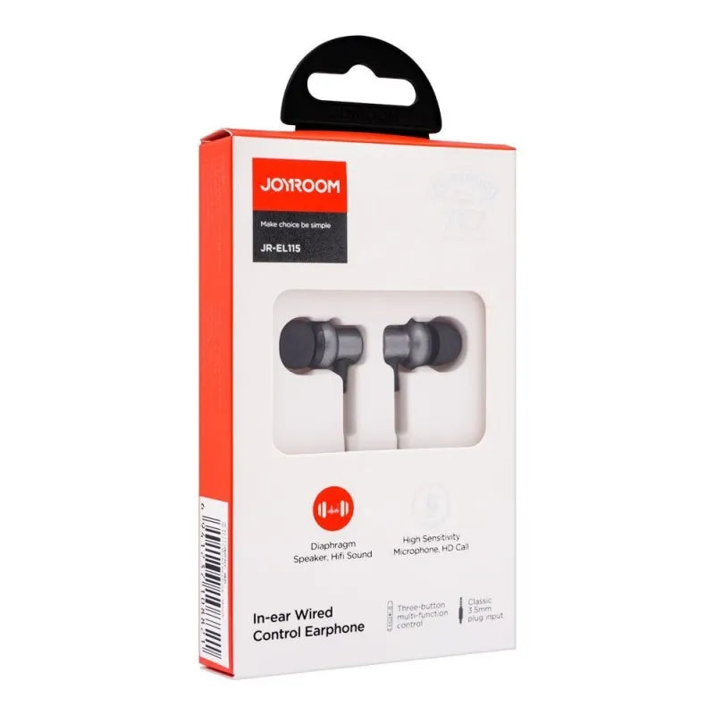 joyroom in ear wired control earphone, black, jr el115 image2