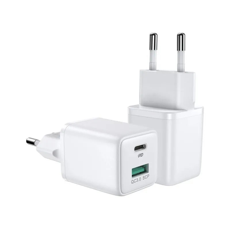 joyroom mini intelligent pd & qc3.0 dual port fast charger, white, l qp303 main image