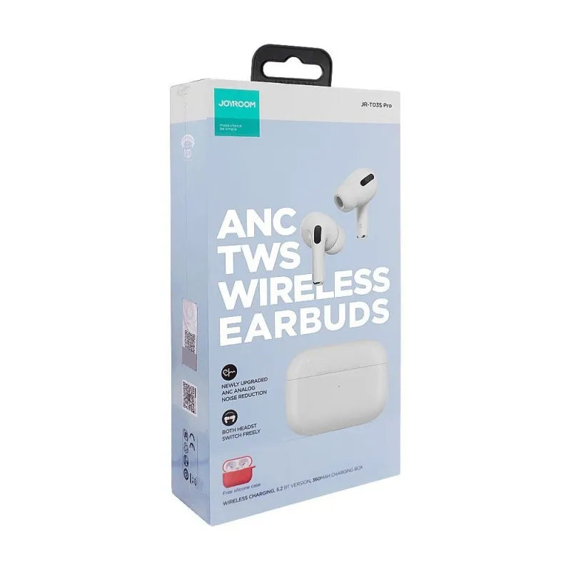 joyroom tws active noise cancelling anc earbuds, white, jr t03s pro image2