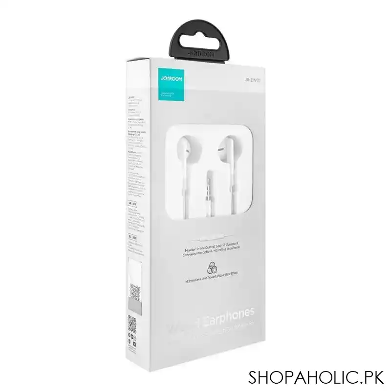 joyroom wired series half in ear earphones, white, jr ew01 image2