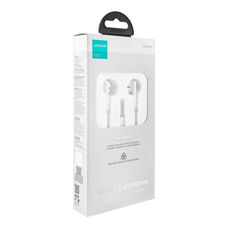 joyroom wired series half in ear earphones, white, jr ew01 image2